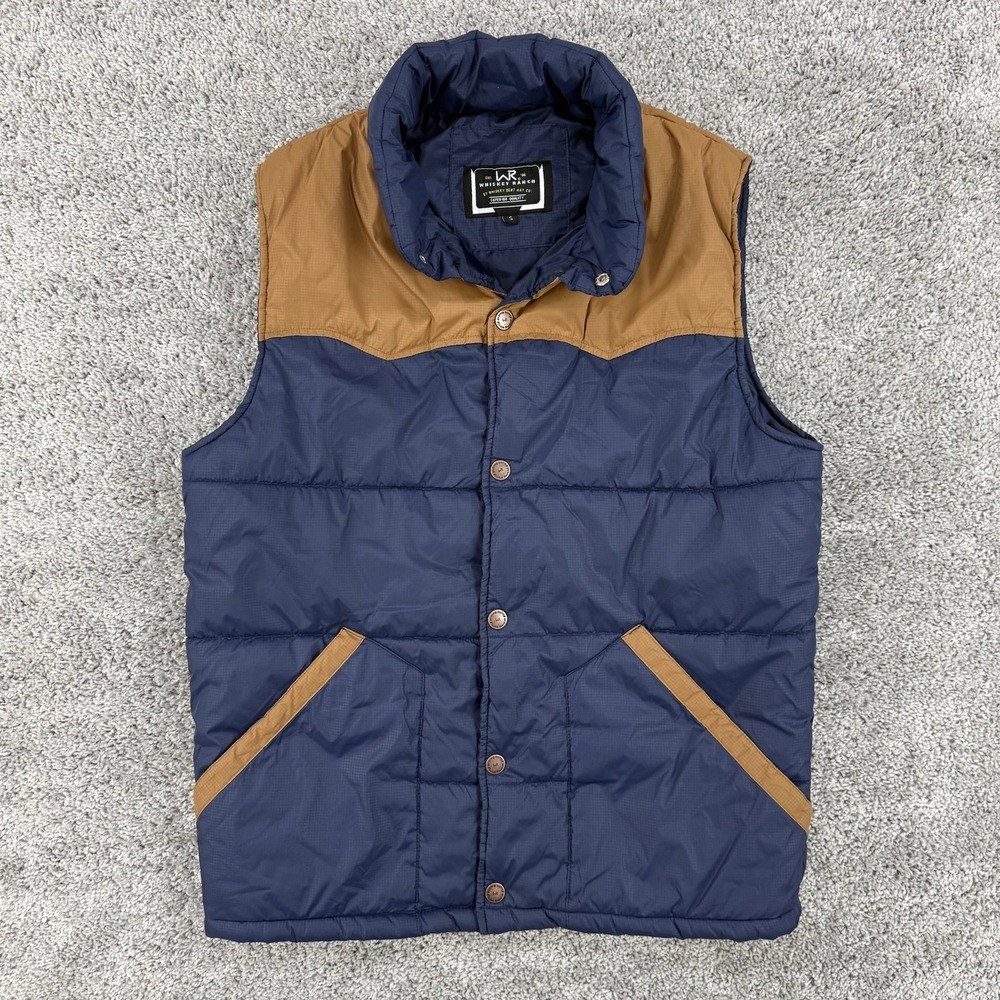 Whiskey Ranch Vest Men's S Puffer Full Snap Nylon Western Cowboy